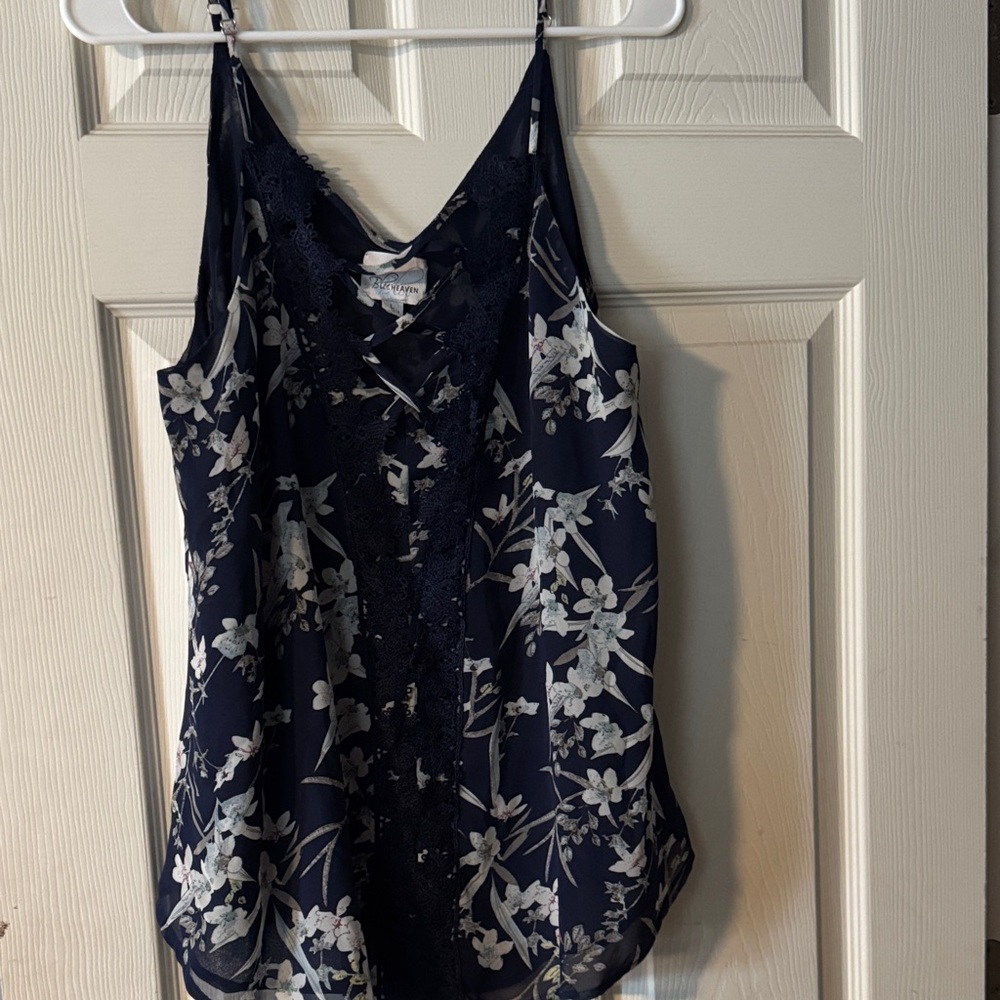Navy Floral Lace Camisole